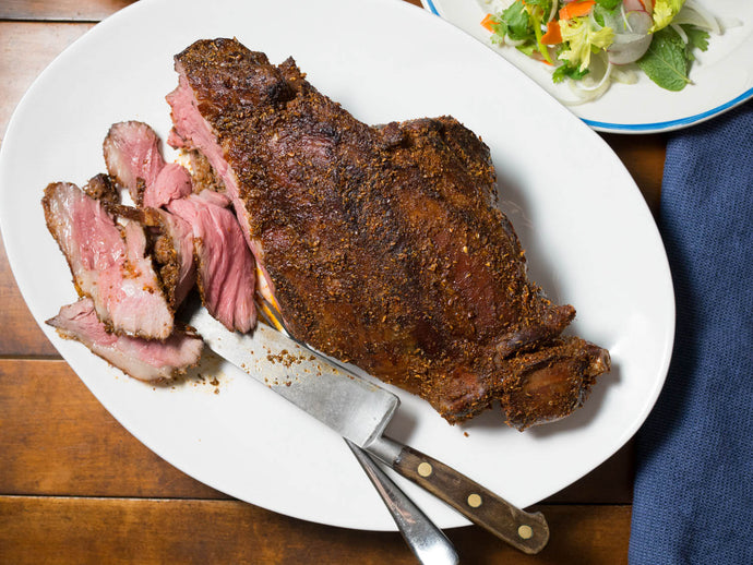 Sichuan Roast Leg of Lamb With Celery-Mint Salad Recipe